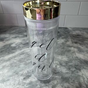 Clear Tumbler with Gold Lid